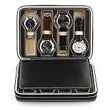Amzdeal 8 Slot Zippered Traveler's Watch Bracelet Bangle Display Storage Case, Black