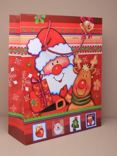 **NEW** LARGE RUDOLPH & SANTA CHRISTMAS GIFT BAGS - PACK OF 12