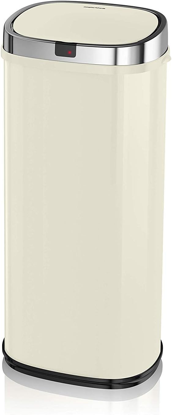 Morphy Richards Quadratischer Sensor-Mülleimer, Metall, cremefarben, 50 L