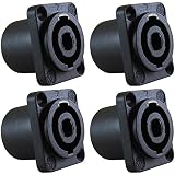 GLS Audio Speaker Jack Twist Lock 4 Pole Square (Rectangle) - Compatible with Neutrik Speakon NL4MP, NL4MPR, NL4FC, NL4FX, NLT4X, NL4 Series, NL2FC, NL2, Speak-On - 4 Pack