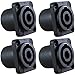 GLS Audio Speaker Jack Twist Lock 4 Pole Square (Rectangle) - Compatible with Neutrik Speakon NL4MP, NL4MPR, NL4FC, NL4FX, NLT4X, NL4 Series, NL2FC, NL2, Speak-On - 4 Pack