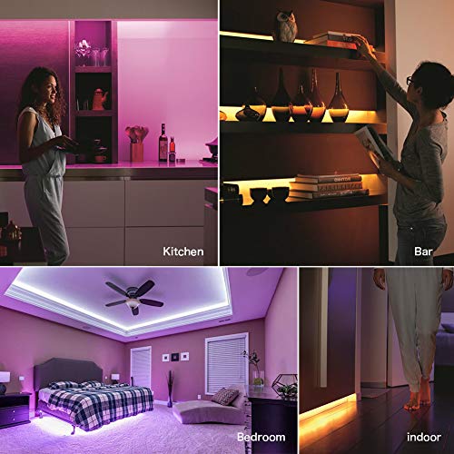 LED Strip Lights, BLIIFUU 5V Battery Case Flexible Powered RGB TV Backlight SMD 3528 IP65 Waterproof Strip Lights with 20 Keys Remote Control and Voice Control Multi Color Changing 2M/6.56ft - Thumbnail 2