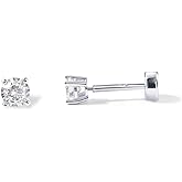 PAVOI 14K Gold Plated Solid 925 Sterling Silver Post Cubic Zirconia Stud Flat Back Earrings for Women | Cartilage Earring | Helix Piercing Jewelry | Small Stud Earrings for Women