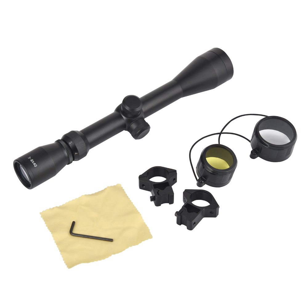 Stamo Riflescope Hunting Rifle Scope 3-9X 40mm Hunting Rifle Scope Sight Optics, Black