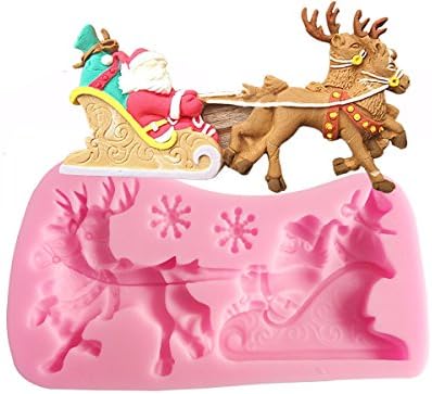 Efivs Arts Santa Claus Silicone Molds Elk deerFondant Mold Sugar Craft Tools and Gum Paste Mold Cake Decoration Tool for Christmas Party