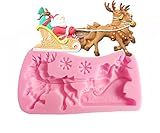 Efivs Arts Santa Claus Silicone Molds Elk deerFondant Mold Sugar Craft Tools and Gum Paste Mold Cake Decoration Tool for Christmas Party