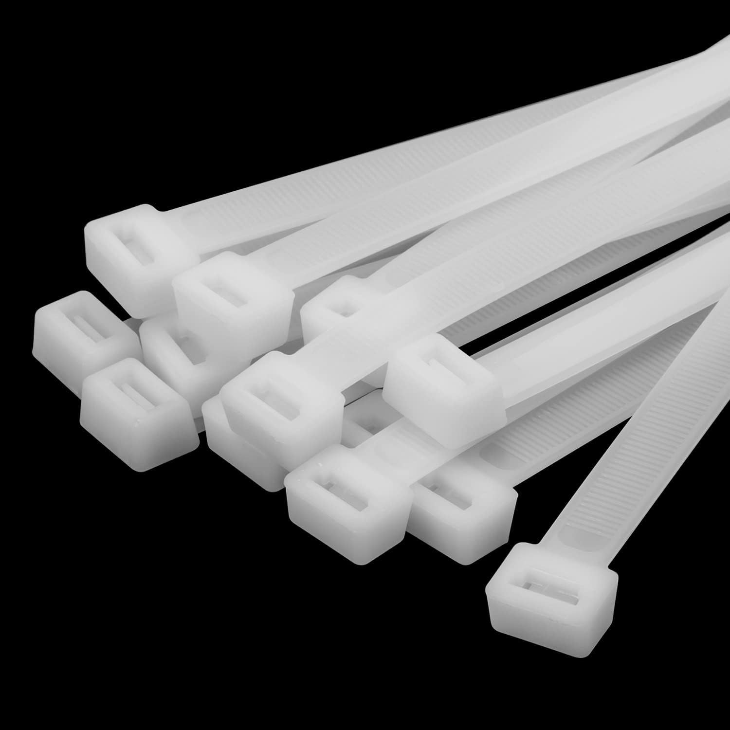 Armpow 80pcs 300mm x 12mm Long Heavy Duty Cable Tie Wide UV Resistant 114KG Tensile Strength for HVAC Outdoor Construction,Ultra Strong Self Locking Extra Long Zip Tie Wraps(12mmx300mm -80pcs, White)