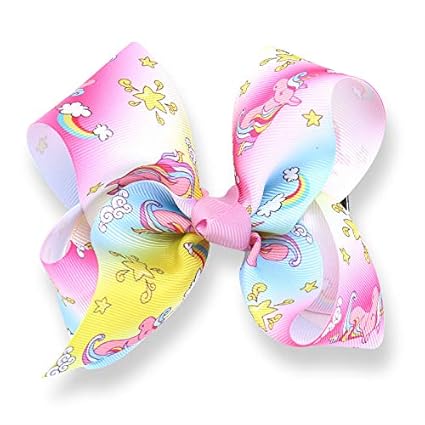 Amazon Com 5 Inch Bows Unicorn Hairpin Graffiti Hair Clips