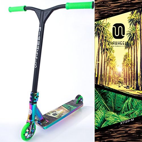 MIAWHEELS XT-120 Stunt Scooter- NEO-Chrome- 120MM Wheels- 530MM Extra Large Deck+ 580MM HIGH Front BAR
