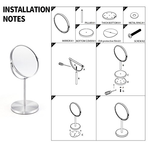 FIRMLOC Makeup Vanity Mirror 3X Magnifying, 6-inch Double-Side Mirror, Tabletop Swivel Mirror Chrome Finish, 13-inch Height