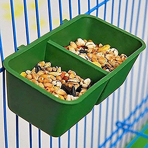 2 In 1 Double Trough Bird Seed Food Feeding Dish Water Feeder Bowl