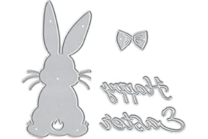HIENAJ Happy Easter Words Die Cuts for Card Making,Rabbit Cutting DiesEaster Animals Embossing Template for Scrapbooking DIY Cards Album Crafts Supplies Decorations