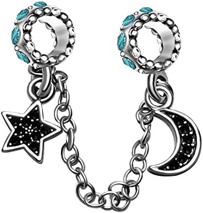 T50Jewelry I Love You Moon Star Charms Birthstone Crystal Dangle Beads For Bracelets