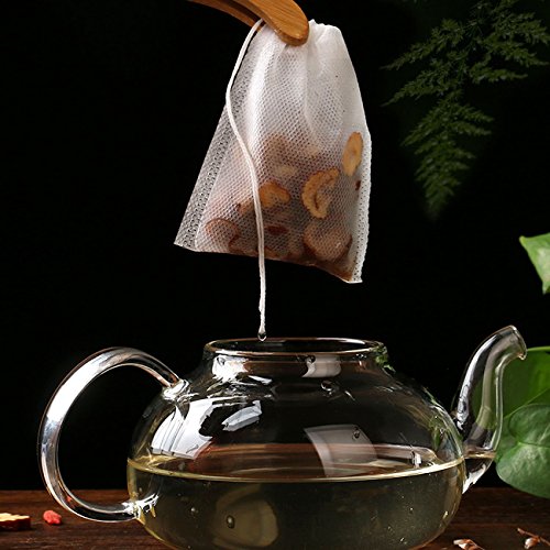 200 Pcs Disposable Tea Filter Bags Empty Cotton Drawstring Seal Filter Tea Bags for Loose Leaf Teal(3.54 x 2.75 inch)