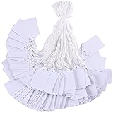 Brothersbox 1000 Pieces White Tags with String Marking Strung Tags writable Tags Display Label for Product Jewelry Clothing Tags, 1.75 x 1.093 inches, Pack of 1000 Pieces