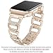 Secbolt Bling Bands Compatible with Apple Watch Band 38mm 40mm 41mm iWatch SE Series 8 7 6 5 4 3 2 1 Women Dressy Jewelry D-link Stainless Steel Wristband Strap, Champagne Gold