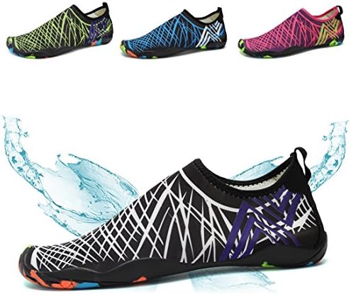 Ceyue Mens Womens Athletic Water Shoes Lightweight Quick Dry Aqua Socks Swim Shoes Water Aerobics for Beach Surfing Swim Yoga Exercise Shoes for Unisex (W.Black 38)