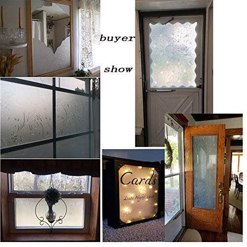 Bloss Iron Flower Etched Glass Static Window Clings Privacy Decorative Window Film, 17.7 Inches By 78.7 Inches