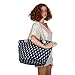 Large Cotton Beach Bag Tote ,RiscaWin Zipper Top Rope Handles Beach Bag(Navy Nauti)