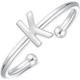GLIJWELE 925 Sterling Silver Rings - Adjustable Initial & Stackable Cute Rings for Women - Jewelry Gifts