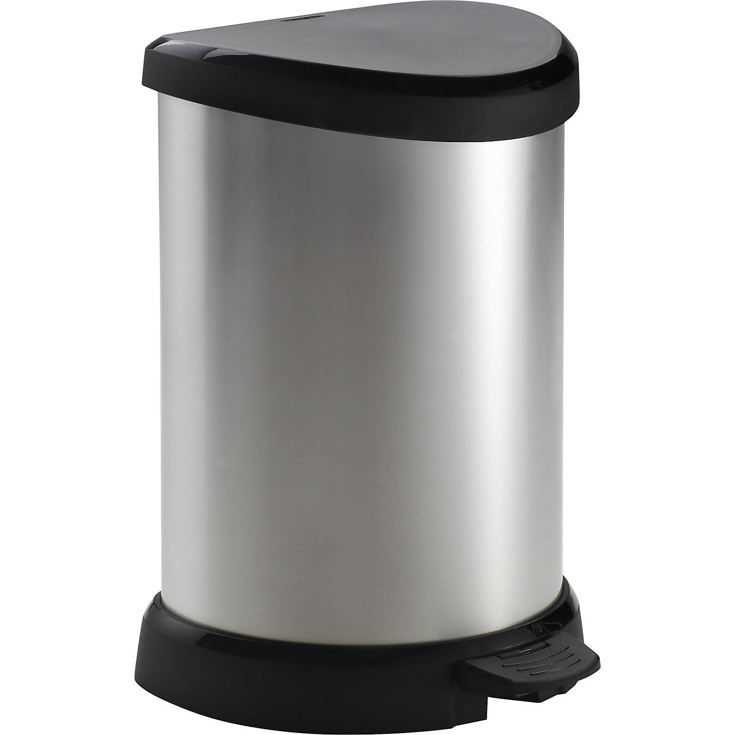 CURVER 20 Litre Metal Effect Pedal Deco Bin, Silver