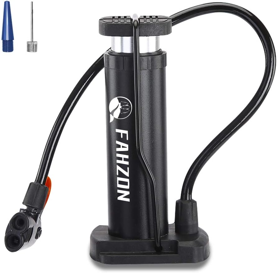 FAHZON Bike Pump Mini Portable Bicycle Foot Pump with Pressure Gauge Bike Tire Air Pump with Gas Ball Needle for All Bike, Fits Presta & Schrader Valve : Sports & Outdoors