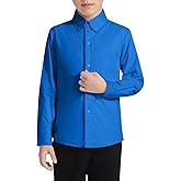 Visaccy Boys' Button Down Shirts Kids Long Sleeve Solid Collared School Shirt for Toddler Boy Size 2T-20