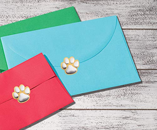 Gold and Silver Paw Print Certificate Seals, 102 Pack