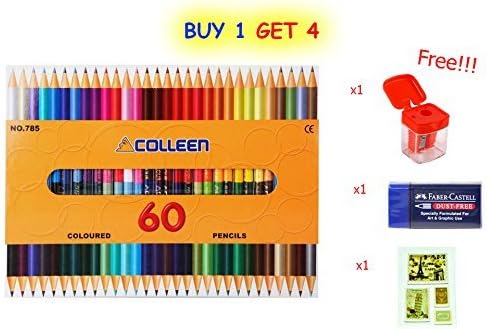 Colleen Colored Pencils 60 Color (2 Sides of 30 Pencils) with Special Gift Only 100 Set.
