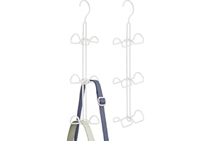 mDesign Metal Wire Over The Closet Rod Hanging Storage Organizer Hanger for Storing and Organizing Purses, Backpacks, Satchels, Crossovers, Handbags - 2 Pack - White