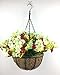 Lopkey Artificial Daisy Flowers Outdoor Indoor Patio Lawn Garden Hanging Basket with Chain Flowerpot,White-Red