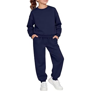 ZVYTBKI Toddler Girls Sweatsuit 2 Piece Outfits Long Sleeve Crew Neck Sweatshirt and Sweatpants Fall Athletic Set for Girls
