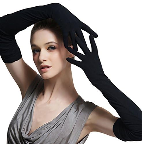 Sefon Women's Long Cotton Elbow Gloves Evening Party,Black