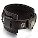 INBLUE Men's Alloy Genuine Leather Bracelet Bangle Cuff Brown Punk Rock