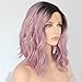 SAPPHIREWIGS Short Dark Ombre Pink Purple Curly Water Wave Fashion Blogger Daily Makeup Synthetic Lace Front Party Wig