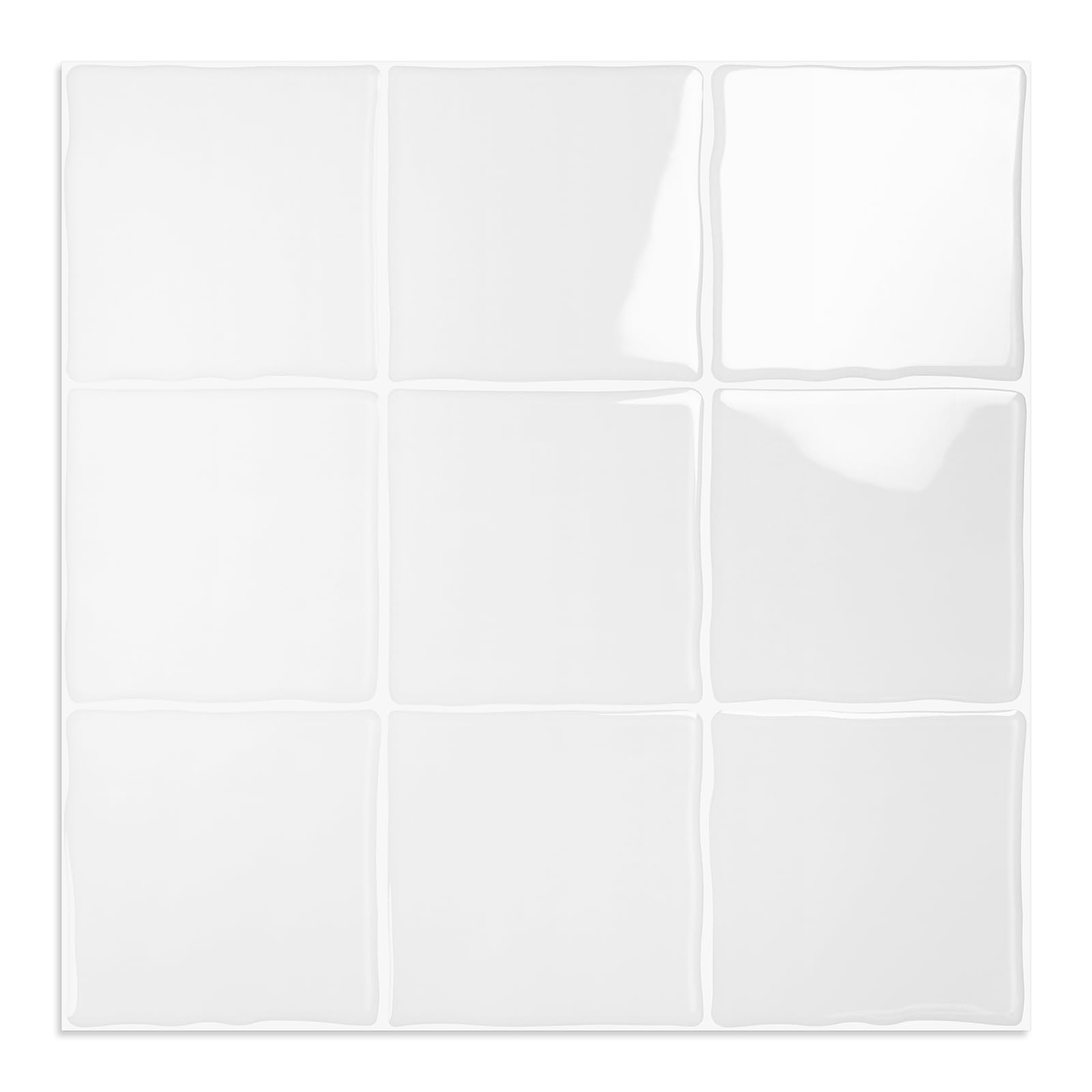 Photo 1 of 10 Sheet Thicker Peel and Stick Backsplash Tile, 12"x12" 3D Self Adhesive Square Mosaic Subway Checkered Vinyl Backsplash Stick on Wall Tiles for Bathroom, Kitchen, Living Room (10, White)