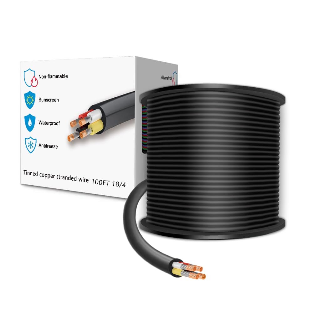 LEADTOPS 100FT 18 Gauge 18/4 4 Conductor Electrical Wire 4 Core 4x0.8mm² Cable for LED Light, Automotive, Boat Equitment