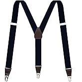 Vauhse Suspenders for Men, Updated Clips and Adjustable Suspenders with Elastic Straps Y-Back Construction Heavy Duty