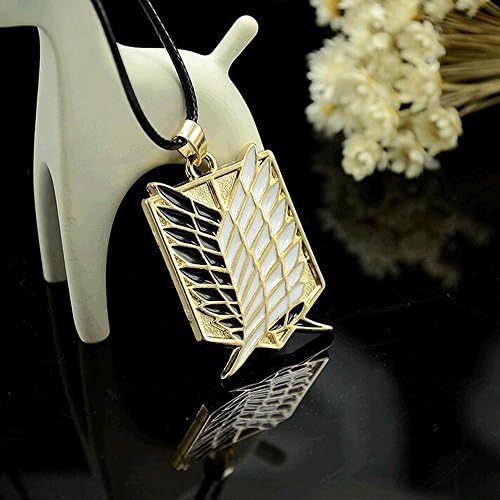 Metal Anime attack on the wings of freedom titanium necklace Shingeki no Kyojin cosplay necklace shell necklace necklace survey (gold)