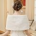 Czy accessories White Faux Fur Wrap Shawl Shrug Bolero Cape Lady Gift with Satin Bowknot