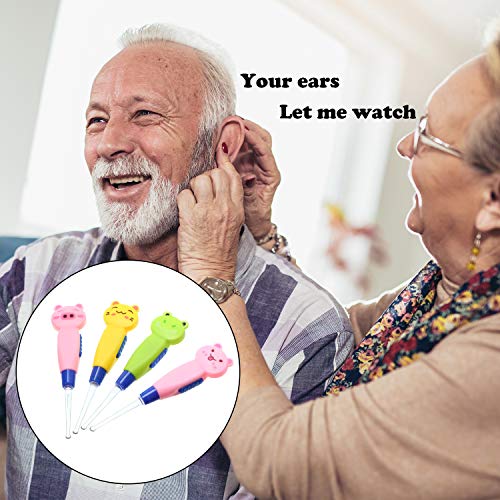 8 Pieces Kids Earwax Removal Spoon with LED Light Cartoon Animal Ear Pick Spoon Safe Ear Pick