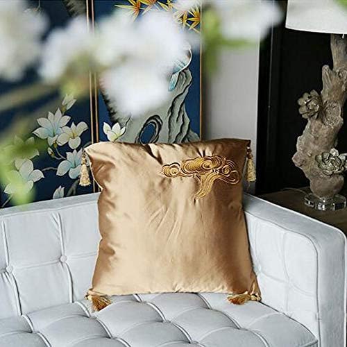 Luxurious Palace Satin Pillow Fringe-Trimmed Pillow Modern Chinese Cloud Exquisite Embroidery Jacquard Sofa Cushion Sofa Cushion