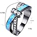 Adeser Jewelry Womens Lab Blue Opal and White Opal Wedding Ring,10 KT Black Gold Plated Womens Rings (BL)