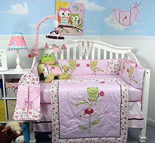 SOHO Pink Froggie Ballet Party Crib Nursery Bedding Set Including Diaper Bag PLUS FREE PINK ANIMAL JUNGLE FRIENDS FLEECE BLANKET