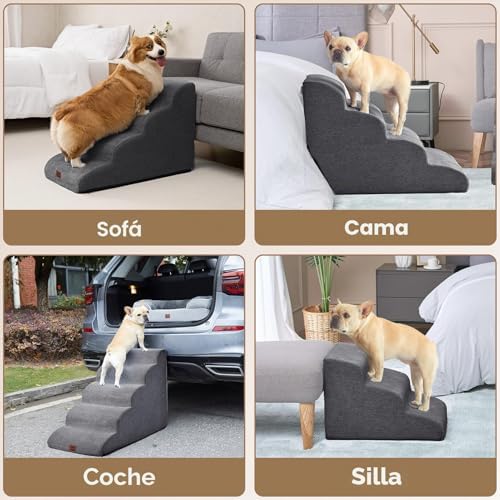 Escalera para Perros Pequeños 3 Peldaños, Gris