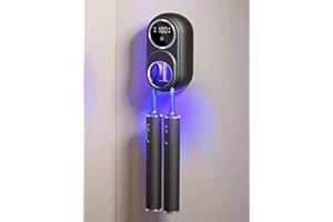 SHKI Toothbrush Cleaner & Toothbrush Holder, Cleaning and Air Drying, LED Smart Screen, Rechargeable Wall Mount Toothbrush Holder for Bathrooms