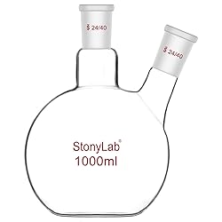 stonylab Flat Bottom Flask FBF, Heavy Wall 2-Neck