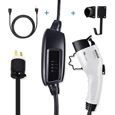 Megear Level 1-2 EV Charger(100-240V,16A) Portable EVSE Home Electric Vehicle Charging Station(NEMA6-20 with Adapter for NEMA5-15)