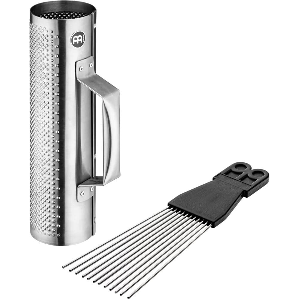 Meinl Percussion Merengue Güira Instrument - Small Hollow Scraper Instrument With Handle - Including Scraper - Steel, Silver (MGU3)