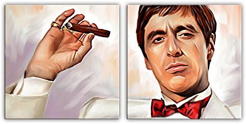 SCARFACE Tony Montana - Painting Giclee CANVAS PRINT by Stas Studio (Medium 8" x 8" x 2 Panels / Multi-panel GALLERY WRAP)